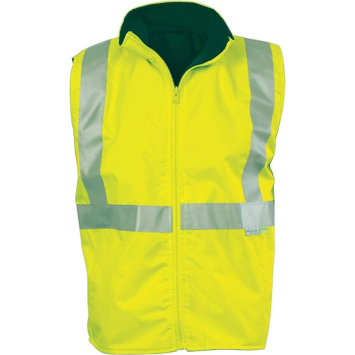 Dnc Workwear Hi-vis Reversible Vest With 3m Reflective Tape - 3865 Work Wear DNC Workwear Yellow/Bottle Green S 